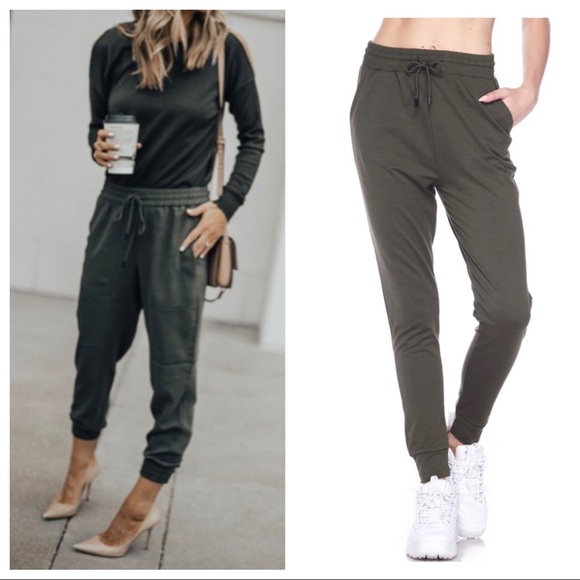 ✨LAST ONES✨COZY CHIC OLIVE SIDE POCKETS JOGGERS - Picture 2 of 6